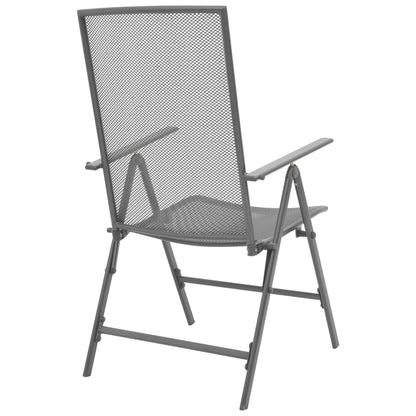 Sleek Steel Grey Stackable Garden Chairs - Set of 2