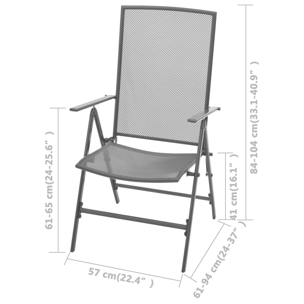 Sleek Steel Grey Stackable Garden Chairs - Set of 2