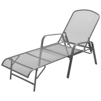 Anthracite Steel Sun Loungers Set with Table - 2 Pcs