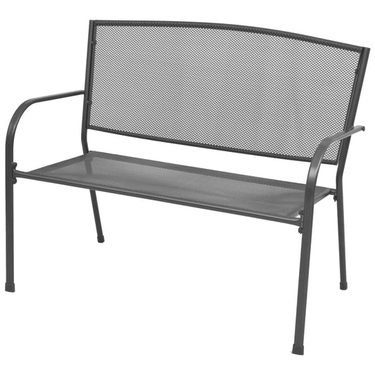 Stylish Anthracite Garden Bench - 108 cm Steel & Mesh Design