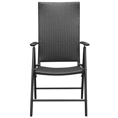 Stylish Black Poly Rattan Stackable Garden Chairs - Set of 2