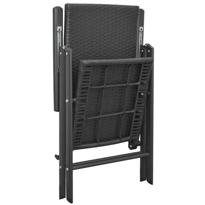 Stylish Black Poly Rattan Stackable Garden Chairs - Set of 2