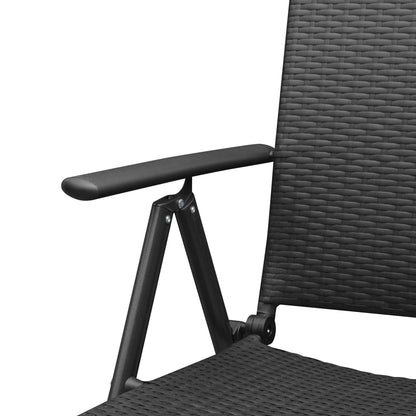 Stylish Black Poly Rattan Stackable Garden Chairs - Set of 2