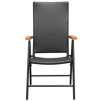 Stackable Black Poly Rattan Garden Chairs - Set of 2