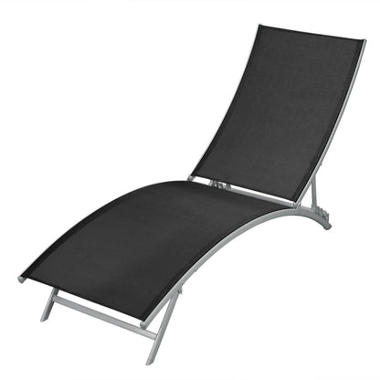 Black Steel & Textilene Sun Lounger – Stylish Outdoor Comfort