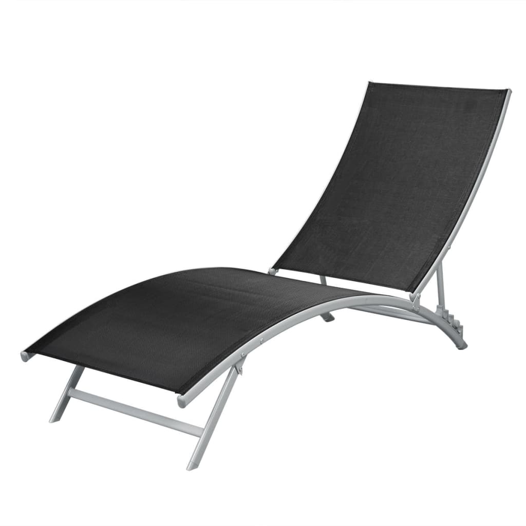 Black Steel & Textilene Sun Lounger – Stylish Outdoor Comfort