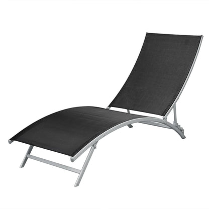 Black Steel & Textilene Sun Lounger – Stylish Outdoor Comfort