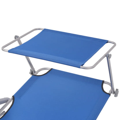 Steel Blue Sun Lounger with Canopy – Durable Outdoor Relaxation