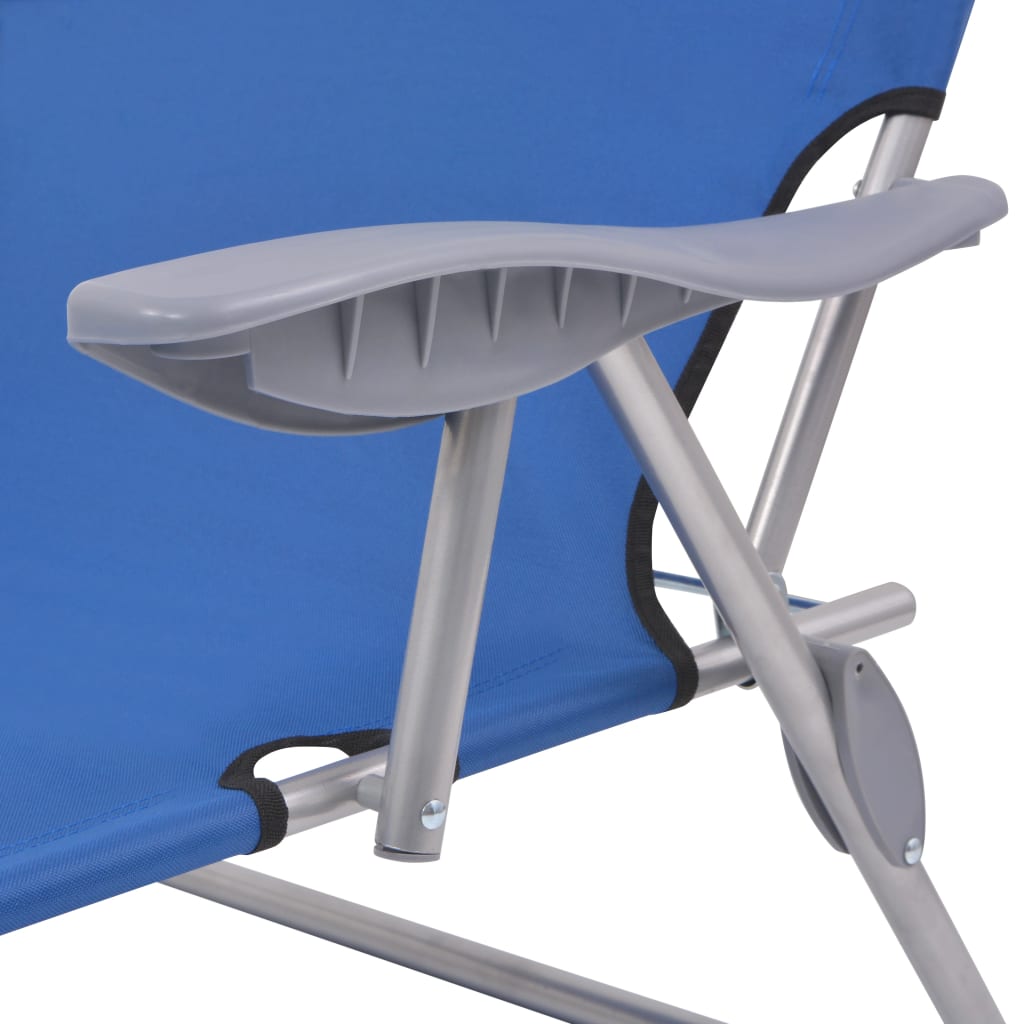 Steel Blue Sun Lounger with Canopy – Durable Outdoor Relaxation