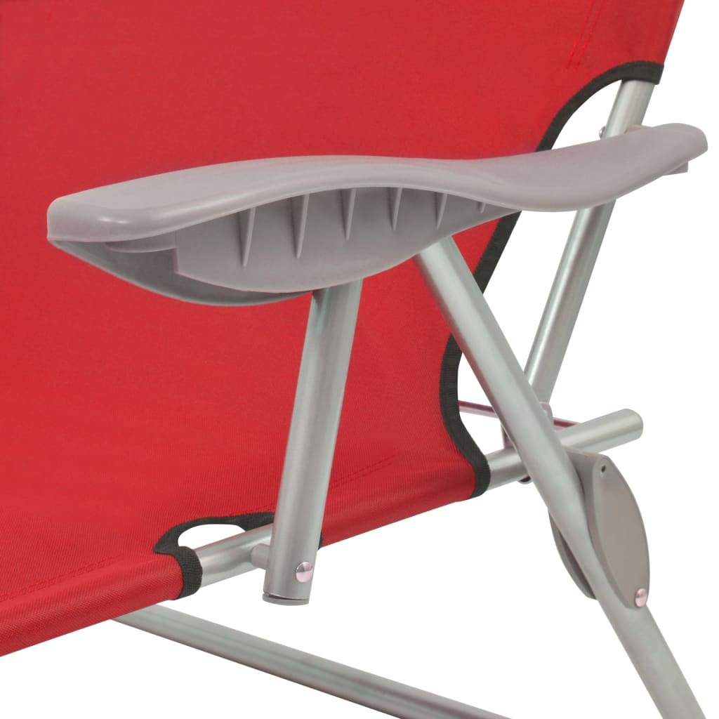 Red Steel Sun Lounger with Adjustable Canopy for Ultimate Comfort