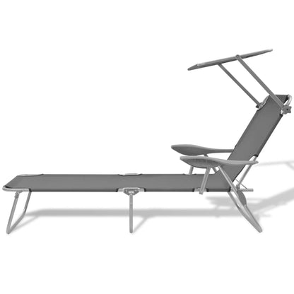 Steel Grey Sun Lounger with Canopy - Stylish & Durable Comfort