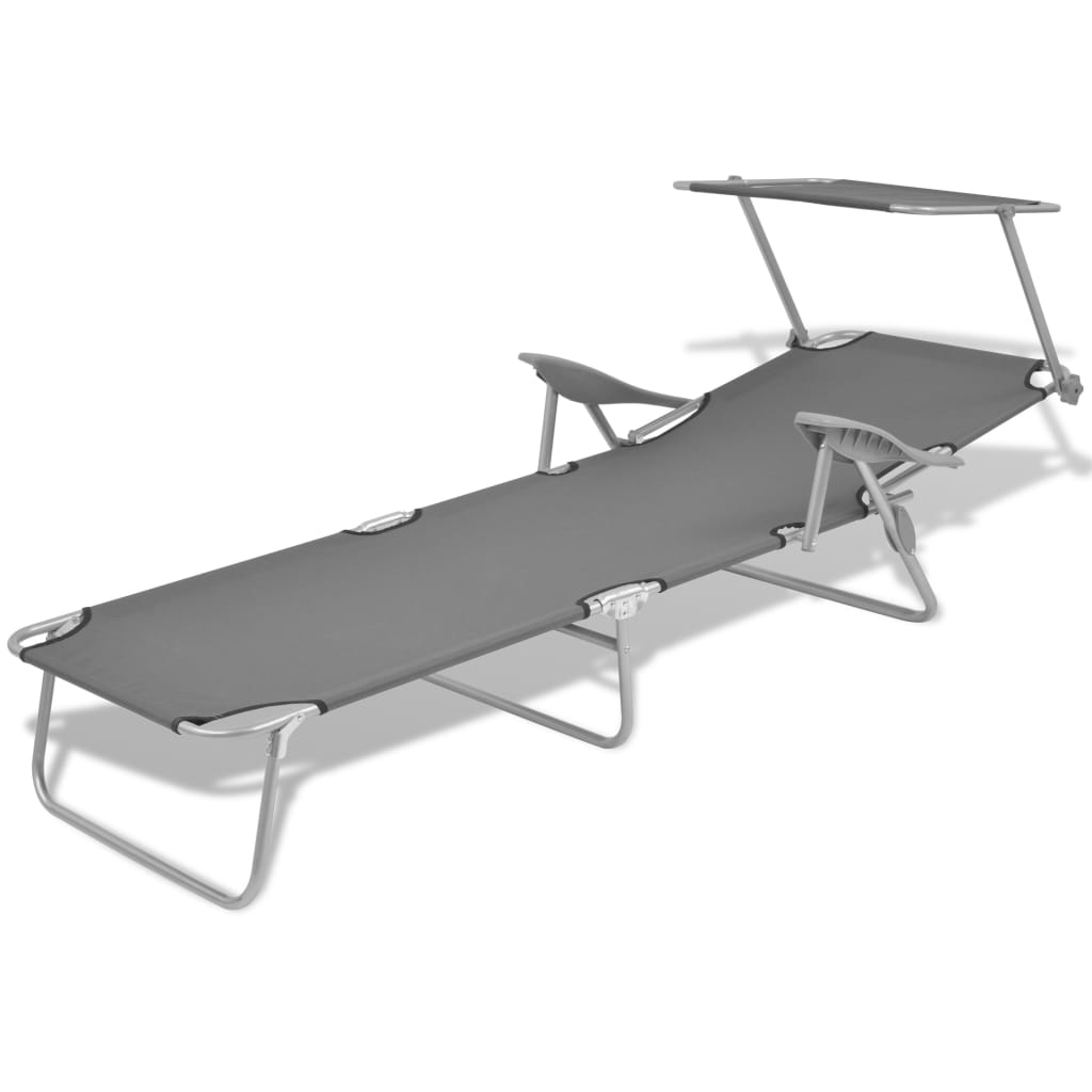 Steel Grey Sun Lounger with Canopy - Stylish & Durable Comfort