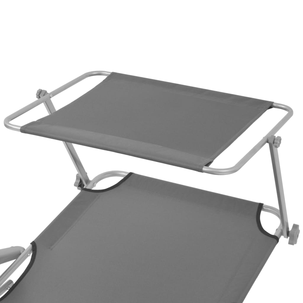 Steel Grey Sun Lounger with Canopy - Stylish & Durable Comfort