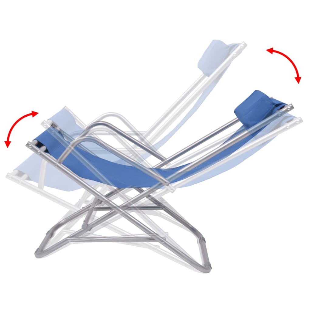 Steel Blue Reclining Deck Chairs, Set of 2 - Durable & Stylish