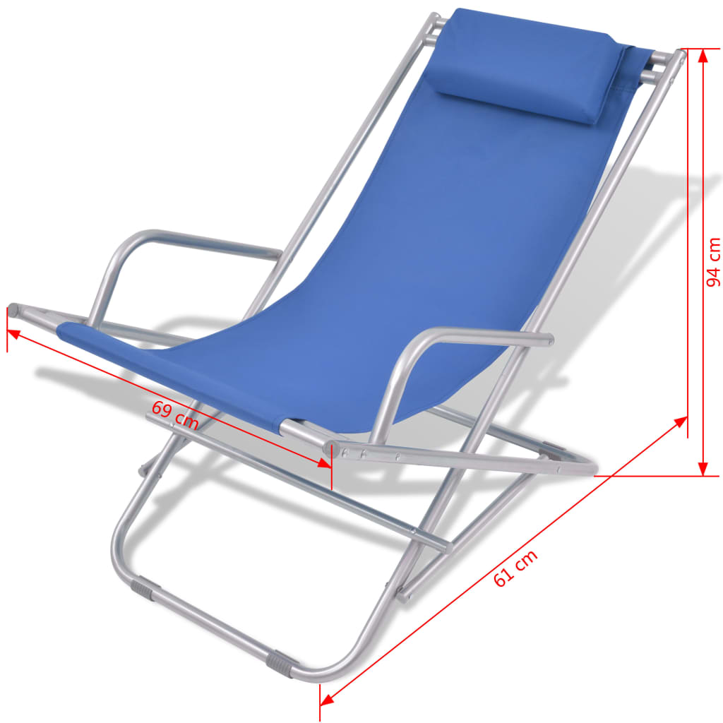 Steel Blue Reclining Deck Chairs, Set of 2 - Durable & Stylish