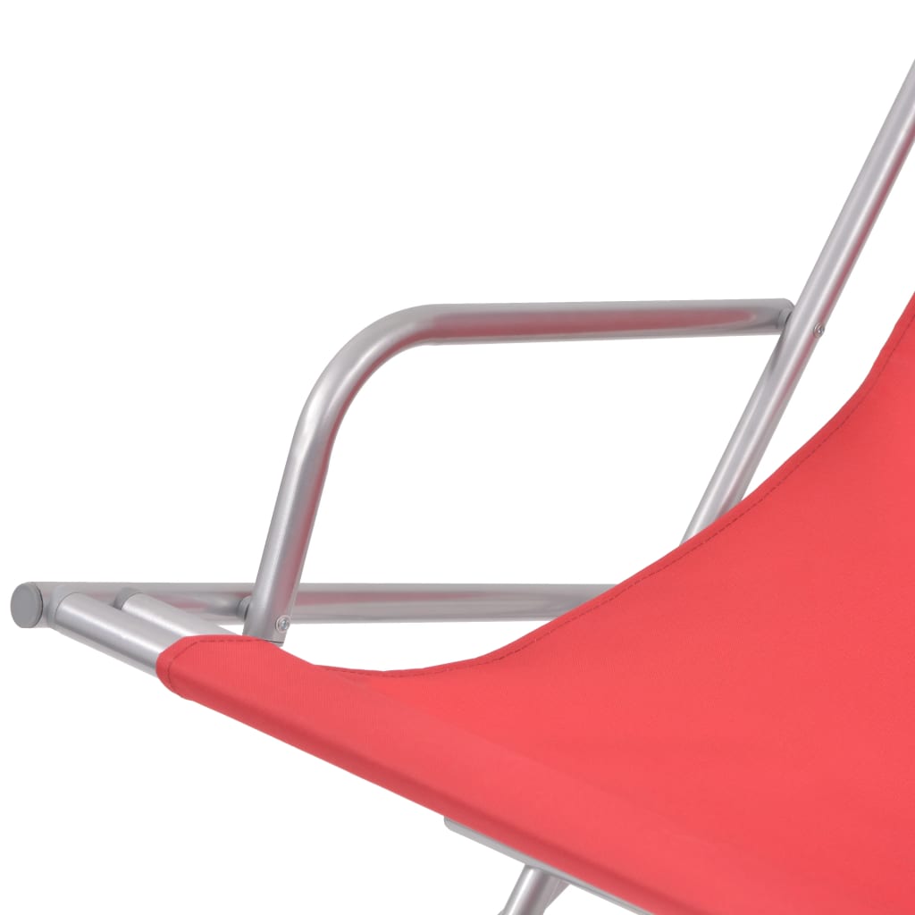 Stylish Red Steel Reclining Deck Chairs Set of 2 - Comfort & Elegance