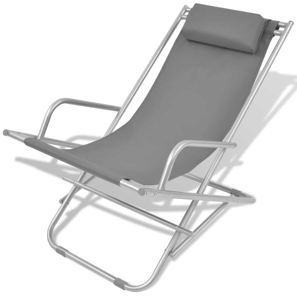 Steel Grey Reclining Deck Chairs - Set of 2, Durable & Stylish