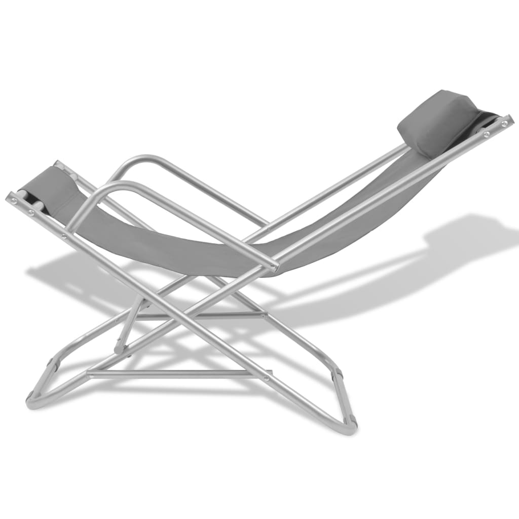 Steel Grey Reclining Deck Chairs - Set of 2, Durable & Stylish