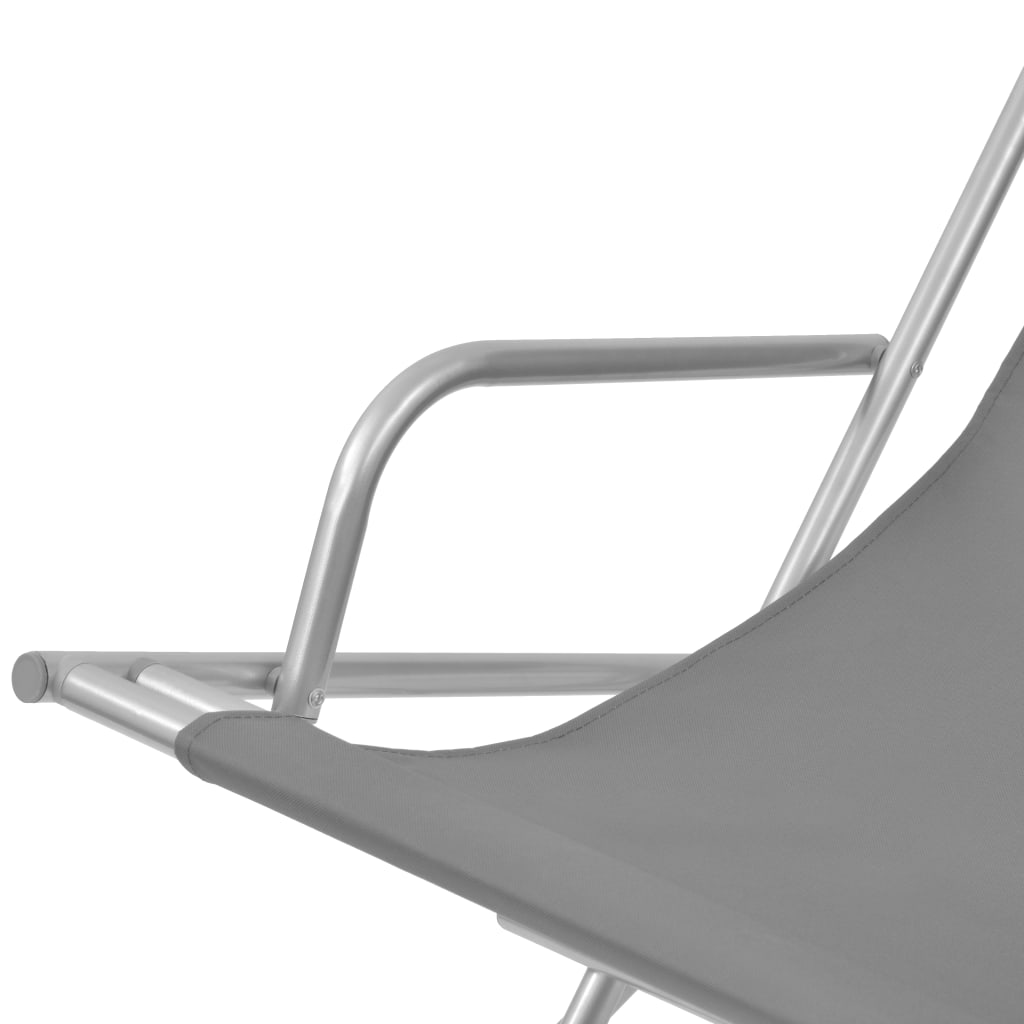 Steel Grey Reclining Deck Chairs - Set of 2, Durable & Stylish