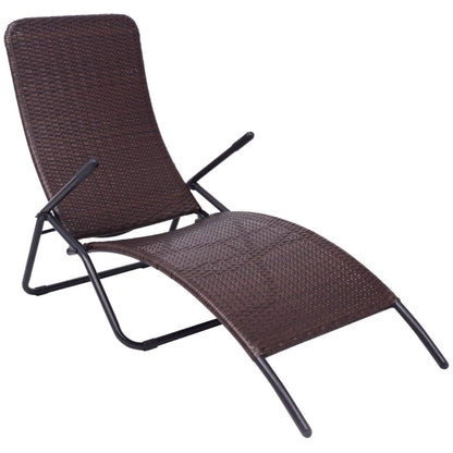 Brown Poly Rattan Folding Sun Lounger - Stylish & Durable