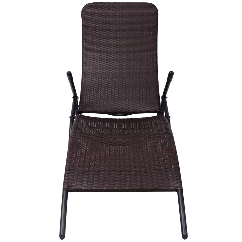 Brown Poly Rattan Folding Sun Lounger - Stylish & Durable