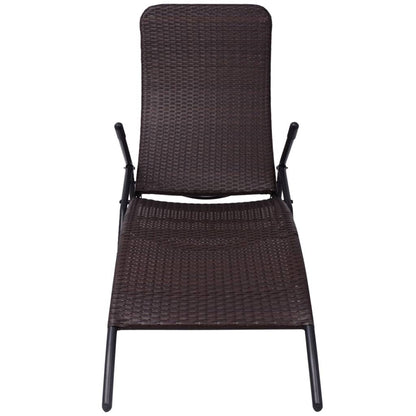Brown Poly Rattan Folding Sun Lounger - Stylish & Durable