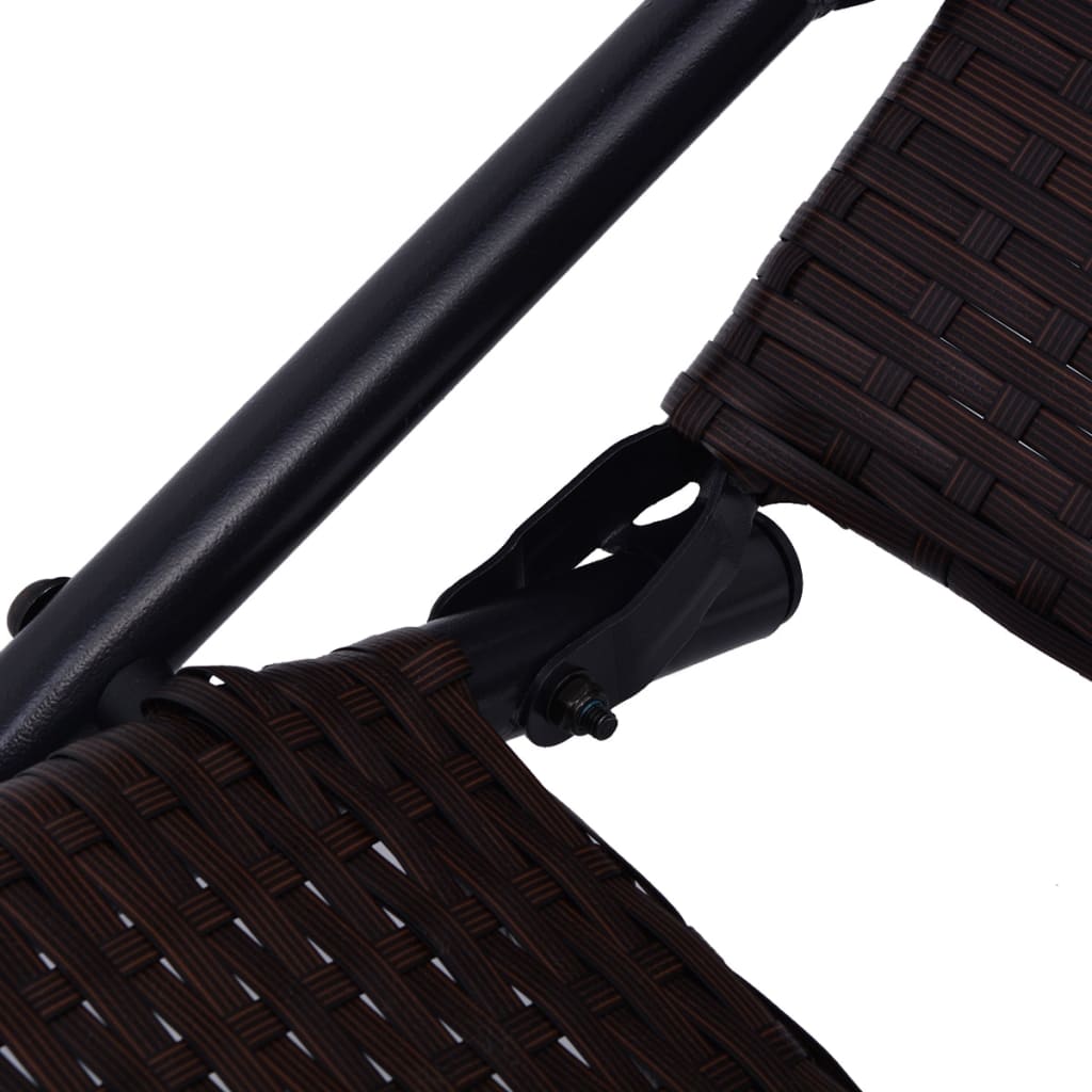 Brown Poly Rattan Folding Sun Lounger - Stylish & Durable