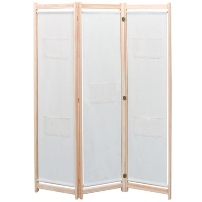 Elegant Cream Fabric 3-Panel Room Divider, 120x170 cm