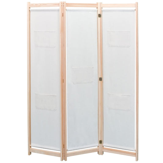 Elegant Cream Fabric 3-Panel Room Divider, 120x170 cm
