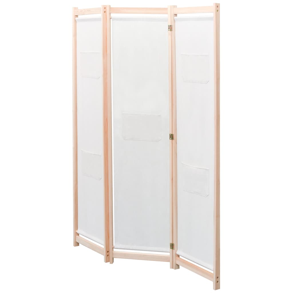 Elegant Cream Fabric 3-Panel Room Divider, 120x170 cm