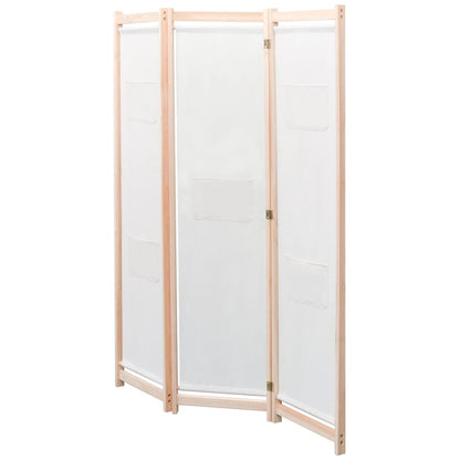 Elegant Cream Fabric 3-Panel Room Divider, 120x170 cm