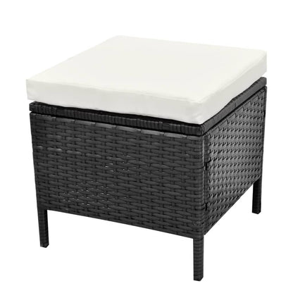 4-Piece Poly Rattan Garden Lounge Set with Cushions - Black