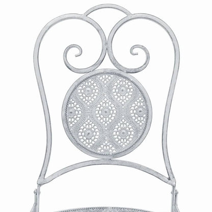 3 Piece Bistro Set Steel Greyish White