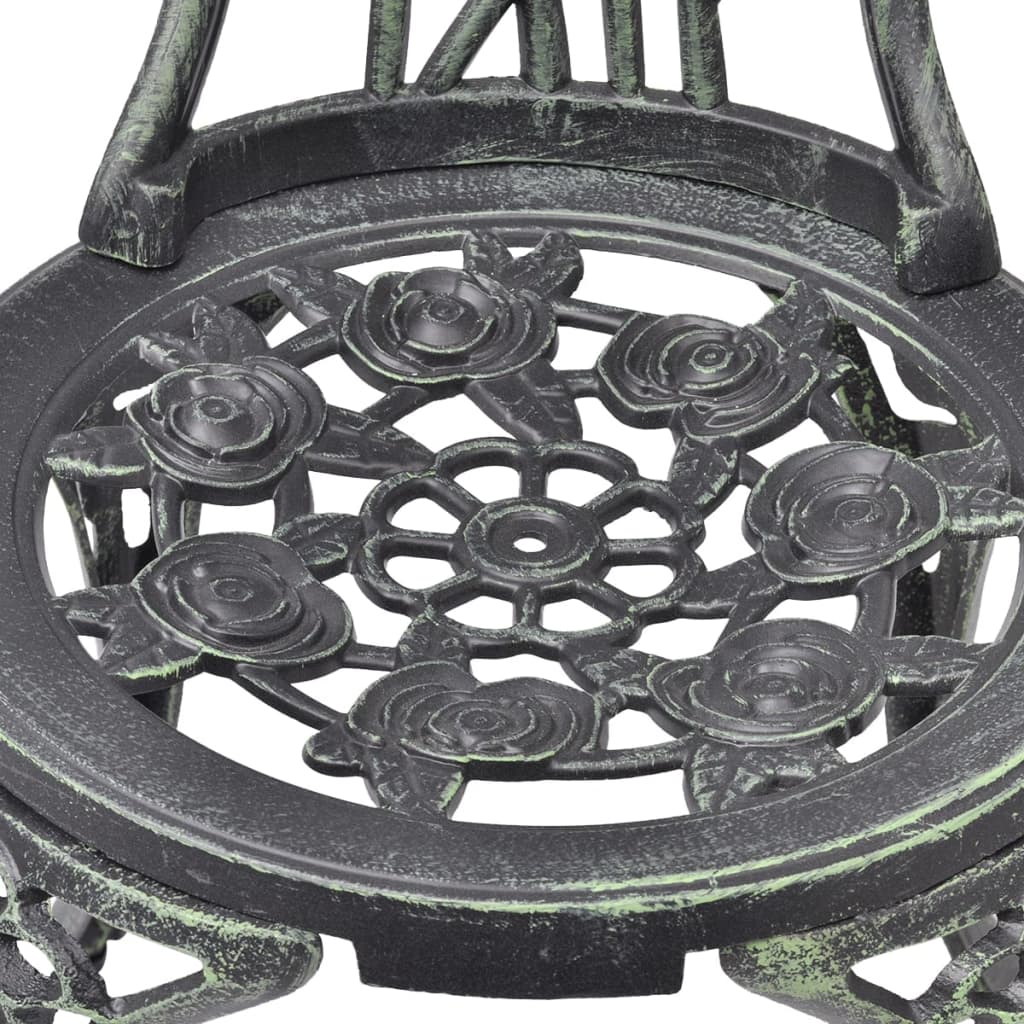 Elegant Bistro Chairs Set of 2 - Green Cast Aluminium Seating