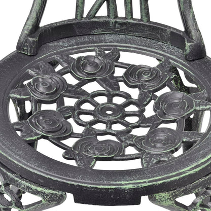 Elegant Bistro Chairs Set of 2 - Green Cast Aluminium Seating