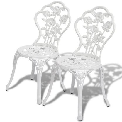 Elegant White Cast Aluminium Bistro Chairs – Set of 2
