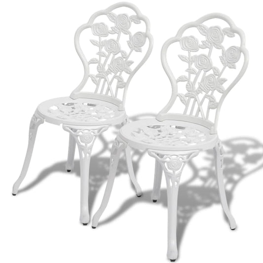 Elegant White Cast Aluminium Bistro Chairs – Set of 2