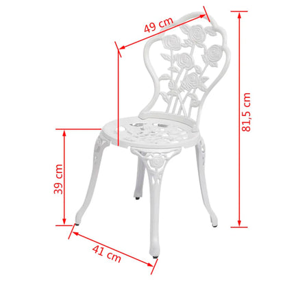 Elegant White Cast Aluminium Bistro Chairs – Set of 2