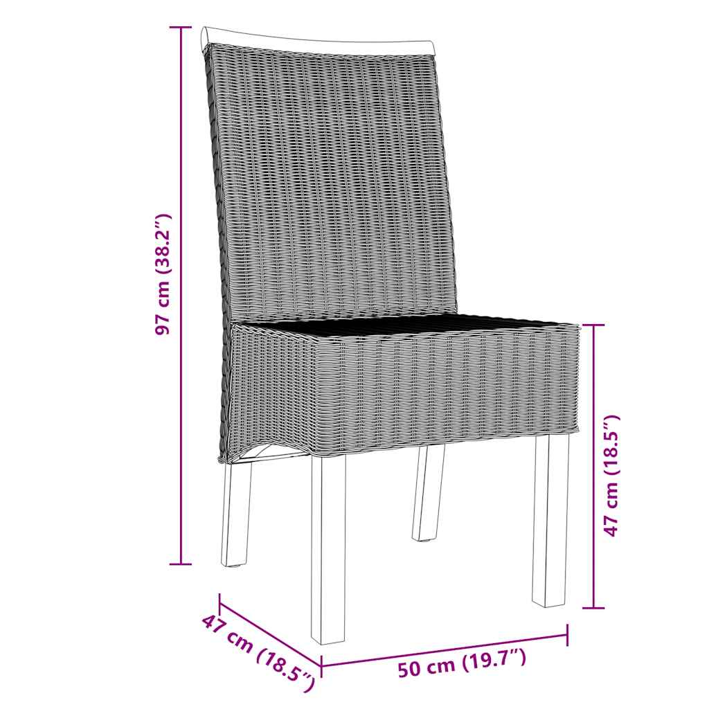 Dining Chairs 2 pcs Brown Natural Rattan