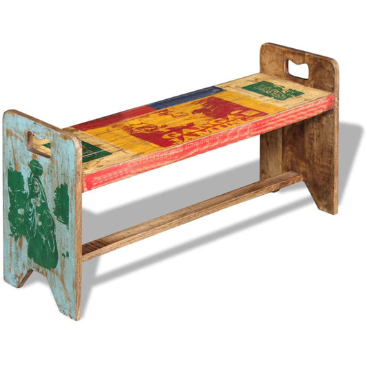 Solid Reclaimed Wood Cola Bench - Rustic Charm (100x30x50 cm)