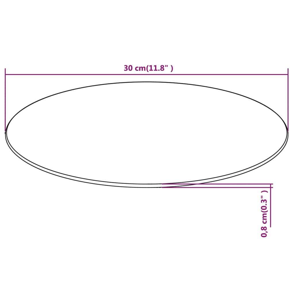 Round Clear Tempered Glass Table Top, 300mm Diameter