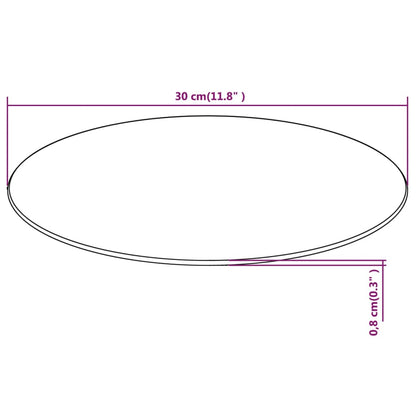 Round Clear Tempered Glass Table Top, 300mm Diameter
