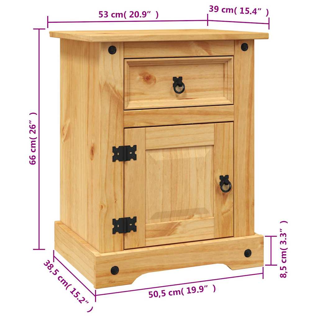 Mexican Pine Bedside Cabinet - Corona Range 53x39x66 cm