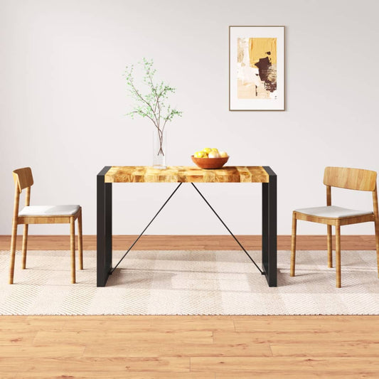 Solid Mango Wood Dining Table, 120 cm - Rustic Charm