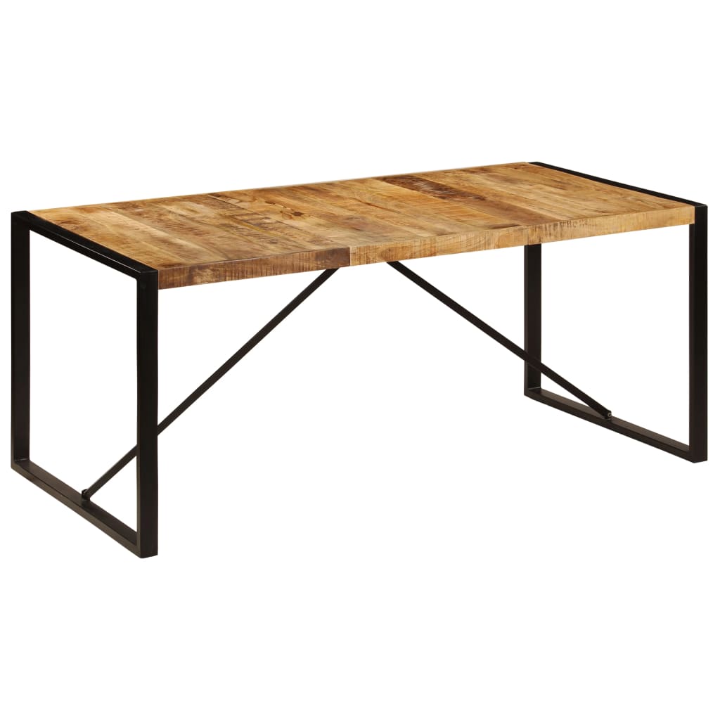 Solid Mango Wood Dining Table, Rustic Finish, 180 cm
