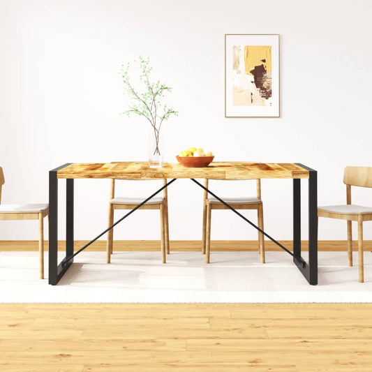 Solid Mango Wood Dining Table, Rustic Finish, 180 cm