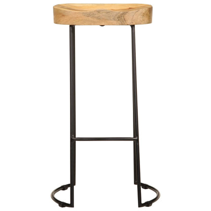 Solid Mango Wood Bar Stools - Set of 2 Vintage Style Seats