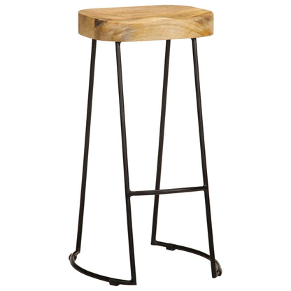 Solid Mango Wood Bar Stools - Set of 2 Vintage Style Seats
