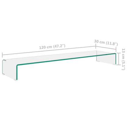 TV Stand/Monitor Riser Glass Clear 120x30x13 cm