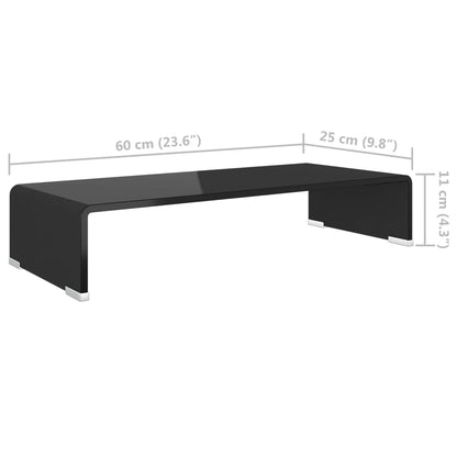 TV Stand/Monitor Riser Glass Black 60x25x11 cm